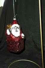 ANT/VTG GERMAN SANTA W/TOY BAG BLOWN MERCURY GLASS CHRISTMAS ORNAMENT 4 1/2