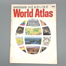 Hammond Headline World Atlas 1976 Softcover Full Color Geography Book Vintage US picture