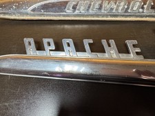 Original 1958/1959 Chevrolet Pickup 3800 Apache Fender Spear Emblem Crome/Patina picture
