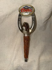 HTF Vintage Coors Beer Tap Handle Cowboy Bronco Horseshoe Rodeo 11.5 inch READ picture