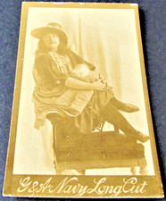 Antique 1880s G.W. Gail/Ax's Navy Tobacco Card with black & white image of lady. picture