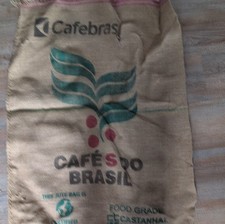 Cafebras Café do Brasil Jute Feed Sack Printed Advertising Beige Green Red Black picture