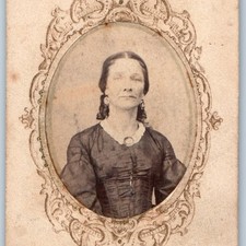 c1860s Aunt Caroline CDV Photo Woman Portrait Civil War 2c Revenue Tax Stamp Vtg picture