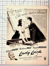 Lady Luck 1946 RKO Movie Ad Robert Young Barbara Hale Las Vegas Casino Ephemera picture