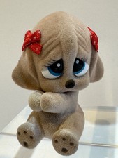 Rare Vintage Sad Sam Honey Miniature Puppy Dog Flocked Hugger Huggie Dog 2.5