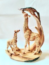 Wood Look Giraffe Family Statue ~ Mom & Baby picture