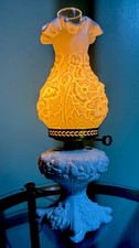 White Milk Glass Fenton Style Poppy Hurricane Table Lamp Tested And Works picture