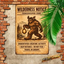 Bigfoot Country Sasquatch Warning Metal Sign 8x12 Vintage picture