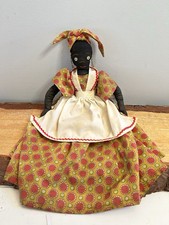VTG, Jamaican, Folk Art Doll, Hand Made, Shelf Sitter. Apron Has Two Drains. picture