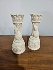 Gorgeous VTG Lenox Chelsea Crossing Rabbit Candlestick Holders Ivory Porcelain picture