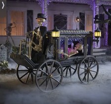 Home Accents Holiday 5ft Grave & Bones Animated LED Hearse Skeletons 2026 model  picture