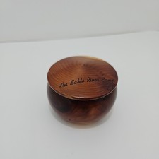 Vintage Au Sable River Camp Wood Trinket Box Lidded Souvenir Keepsake picture