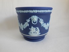 Antique c1900 Dark Blue Dip Wedgwood Jasperware Cachepot Planter Jardiniere picture