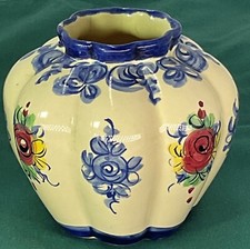 Vintage Hand Painted Floral Art Pottery Vase by Vestal Alcobaca Portugal picture