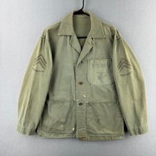 Vintage WWII USMC P-41 HBT Jacket Fits Mens Small Stencil Herringbone Twill  picture