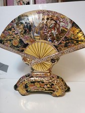 Vintage Hand Painted Chinese Porcelain Satsuma Base Decoration Magnificent Piece picture