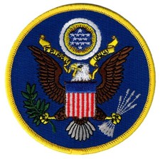GREAT SEAL OF UNITED STATES iron-on PATCH embroidered EAGLE US USA EMBLEM BLUE picture