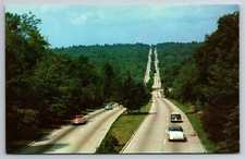 CT, Hartford, Merritt Parkway, Aerial View, 50s Car, Vintage Postcard picture