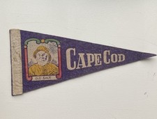 RARE Vintage Old Salt Cape Cod Fisherman Souvenir Felt Mini Pennant 8