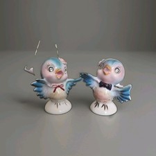 VTG Lefton Bluebird Anthropomorphic Salt & Pepper Shakers Jeweled Eyes #239  picture