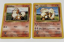 Pokémon TCG Growlithe 28/102 and Arcanine 23/102 | Base Set | 2-Card Lot | HP picture