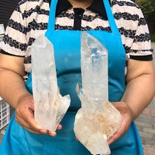 2pcs 4.59 LB Natural Clear Quartz Cluster Crystal Mineral Heals Specimen 6140 picture