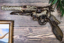 Rustic Western Faux Distressed Wood Six Shooter Revolver Gun Pistol Wall Decor picture
