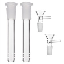 2-Pack 4.3'' 14mm Glass Downstem and 14mm Male Bowl Piece for Glass Bong picture