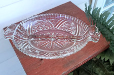 Vtg Anchor Hocking Oval Divided Glass Relish Dish EAPC Stars & Bars  11
