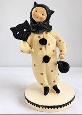 Vintage Nicol Sayre Halloween Clown Black Cat Candy Bucket Paper Mache Folk Art picture
