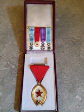 RARE Cased Cold War Hungarian Order of Labor Gold Class Set with Miniature Bar picture