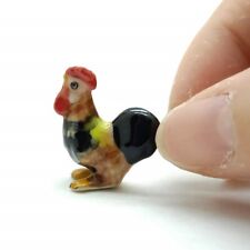 Tiny Hen Rooster Cock  Ceramic Animal Figurine Statue - CFC023 picture