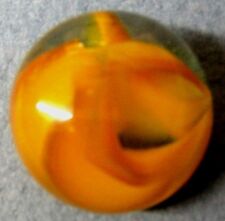 Rarig GLASS BUTTON vintage butterscotch marble swirl pattern floral art picture