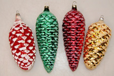 Lot VTG Glass Embossed Jumbo Snow Sugared PINECONE Christmas Ornaments Germany picture