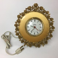 VINTAGE  GLOBE ORMOLU ELECTRIC ALARM CLOCK - Circle of Roses picture