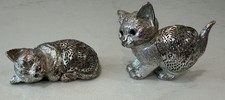 Christofle France Lumiere Collection Silver Plated Cat/Kitten Set of 2  picture