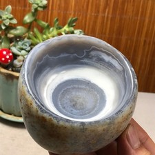 Polished Banded Agate Bowl Natural Crystal Healing Mineral Collectible A7128 picture