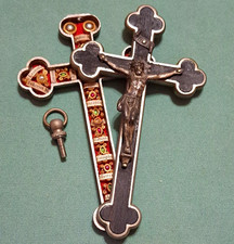 Antique German Reliquary Crucifix Original Pin c. 1920's - 1930's Excellent  picture
