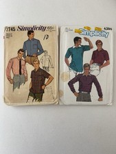 Vintage Simplicity Men’s Shirt Sewing Patterns 7745 6385 Retro 60s 70s Lot of 2 picture