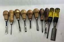 Lot of 10 vintage carving wood chisels - small - some need tlc picture