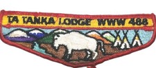 Vintage Ta Tanka Lodge 488 OA Flap Patch Red Border White Buffalo WWW Early picture