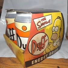 Vintage The Simpsons Duff Beer Energy Drink can 4-Pack set Homer EMPTY w damage picture