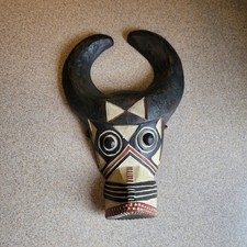 Old Authentic African Bwa Bobo Burkina Faso Carved Mask Buffalo West Africa picture