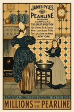 Vintage 1890s Pearline Washing Compound Ad Poster🗞️ 24x36” Premium Matte Paper picture