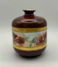 Rare Antique Rosenthal Selb Bavaria Vase c. 1901 Crimson Floral Gold picture