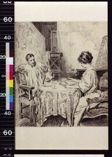 Charles Dana Gibson 1910 Couple Eating Drinking Conversation Illustration picture