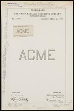 Union Metallic Cartridge Company ACME Paper Shot Shells Trademark 1896 picture