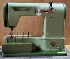Vintage Elna Supermatic Sewing Machine with Metal Case 722010 1957 2-tone Green  picture