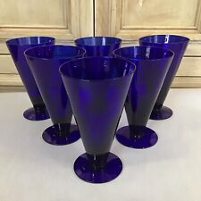 (6) Cobalt Blue Colonial Williamsburg By Judel Drinking Glasses 8 Oz Pristine picture