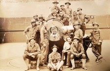Fort Flagler WA Coast Artillery mortar soldiers w/ dog RPPC Photo Postcard COPY picture